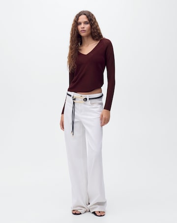 Mango V Neck Fine Knit Sweater