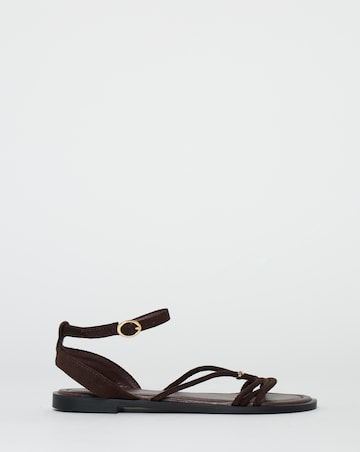 Toni Strappy Hardware Detail Flat Sandals - Wide Fit (E)