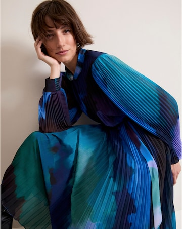 Phase Eight Printed Pleat Sky Midi Dress
