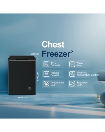 Fridgemaster MCF145EB 141L Freestanding Chest Freezer - Black - E Rated