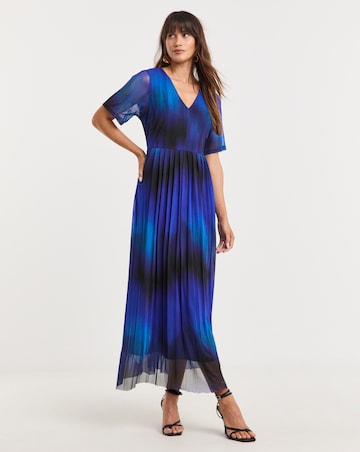 Short Sleeve Pleated Mesh Dress