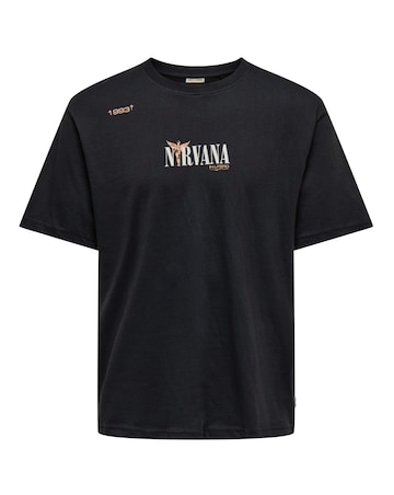 Only & Sons Nirvana Back Graphic T-Shirt - Black