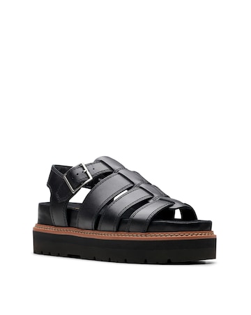 Clarks Black Orianna Leather Twist Sandal Standard Fit