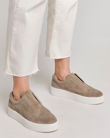 Monique Leather Lace Free Slip on Chunky Trainers - Extra Wide Fit (EEE)