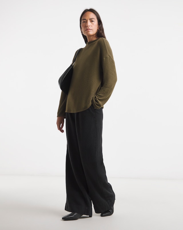 Khaki Soft Touch Slash Neck Top