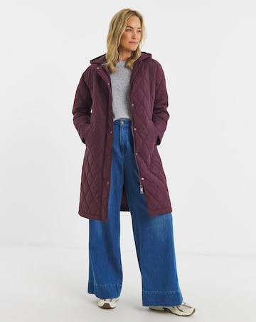 Wine Hooded Quilt Coat