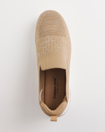 Cushion Walk Gold Glitter Slip On Trainers- Wide Fit (E)