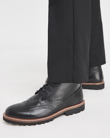 Brogue Leather Lace Up Boot Wide
