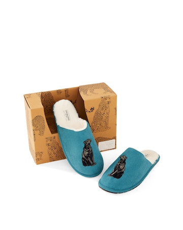 Chelsea Peers Embroidered Jaguar Corduroy Slippers