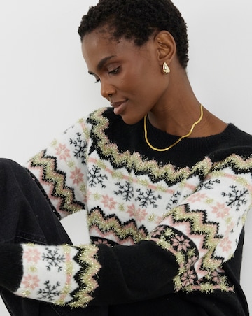 Black Fairisle Tinsel Jumper