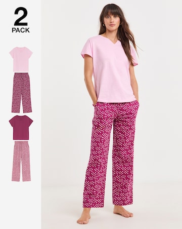 JD Williams (2 Pack) Cotton Top Pyjama Sets