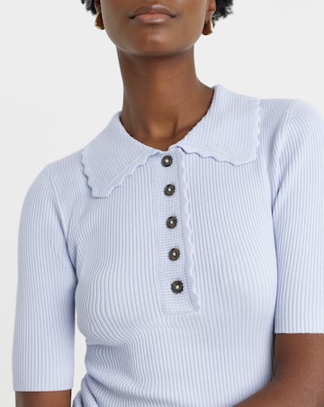 Ribbed Knit Polo Jumper