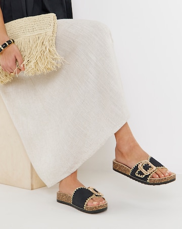 Heavenly Feet Reed Stitch Detail Sandals - Wide Fit (E)