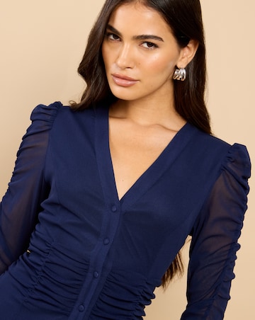 Little Mistress V Neck Navy Maxi Dress