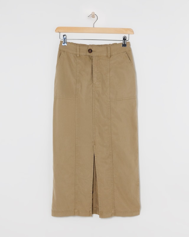 Dark Stone Lyocell Rich Maxi Column Skirt