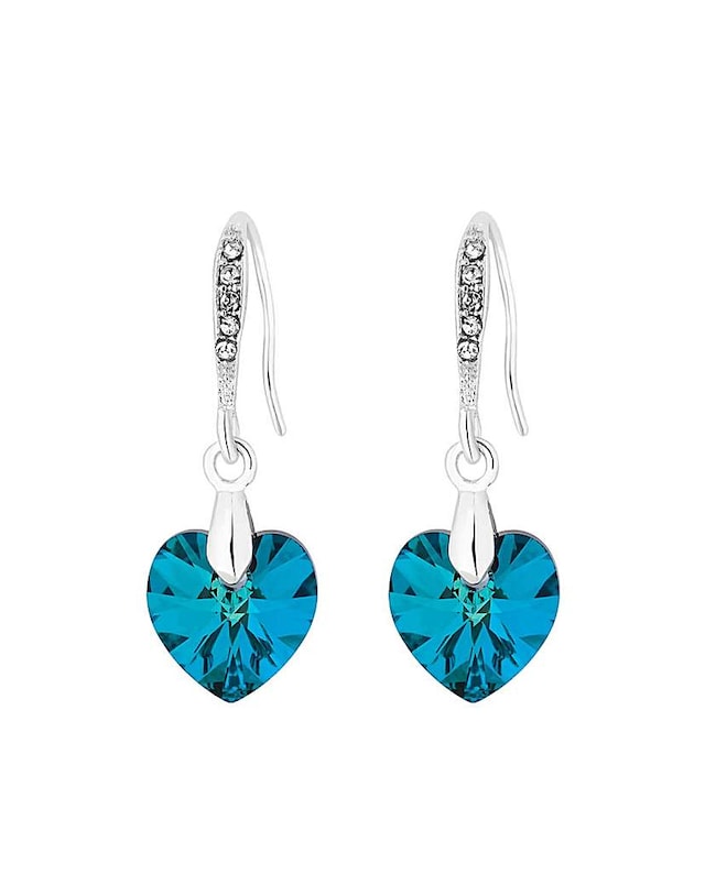 Jon Richard Radiance Collection Silver Plated Blue Bermuda Heart Drop Earrings