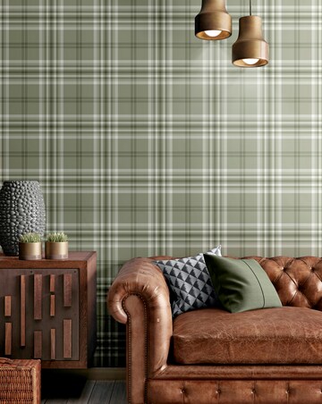 Catherine Lansfield Sage Kelso Check Wallpaper