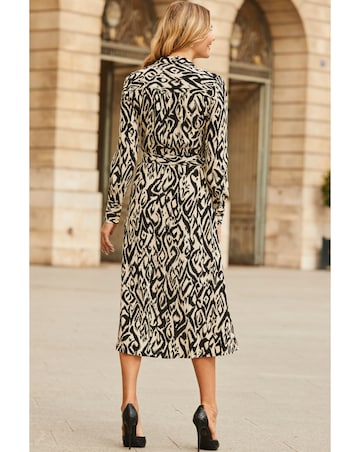 Sosandar Ikat Belted Midi Shirt Dress