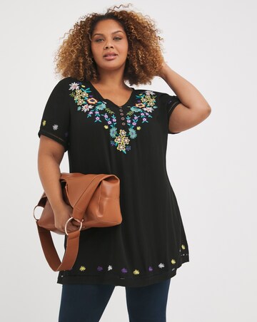 Joe Browns Embroidered Floral Crinkle Tunic