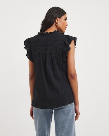 Frill Sleeve Cheesecloth Blouse