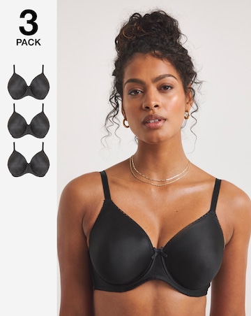 Pretty Secrets (3 Pack) Full Cup Wired Bras (B-E) Black