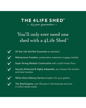 Forest 4LIFE Pent Shed 6x4 - No Windows - Double Door (Home Delivery)