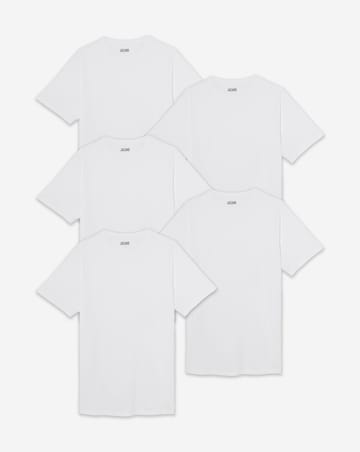 5 Pack White Crew Neck T-Shirts Long