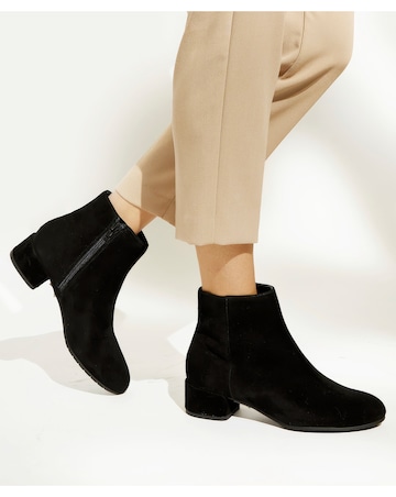 Dune Pippie Low Heel Suede Ankle Boots Wide Fit