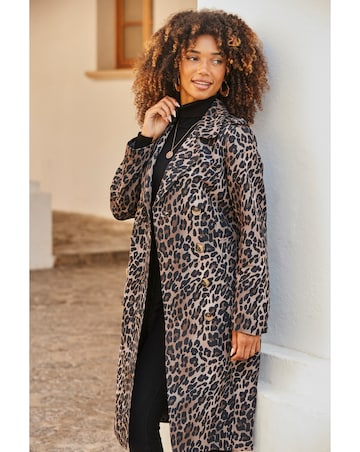 Sosandar Animal Print Trench Coat