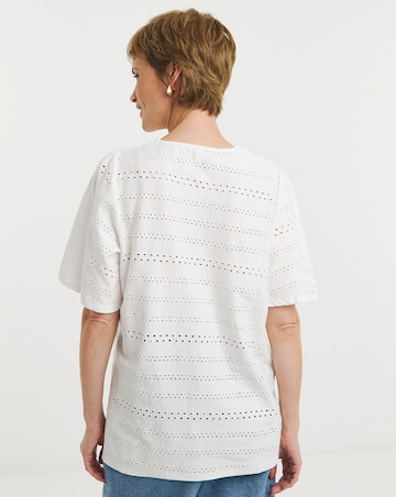 Pure Cotton White V Neck Brioderie Angel Sleeve Top