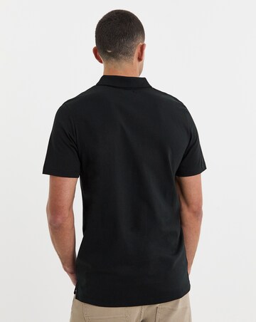 Pure Cotton Jersey Pocket Polo Long Length- Black