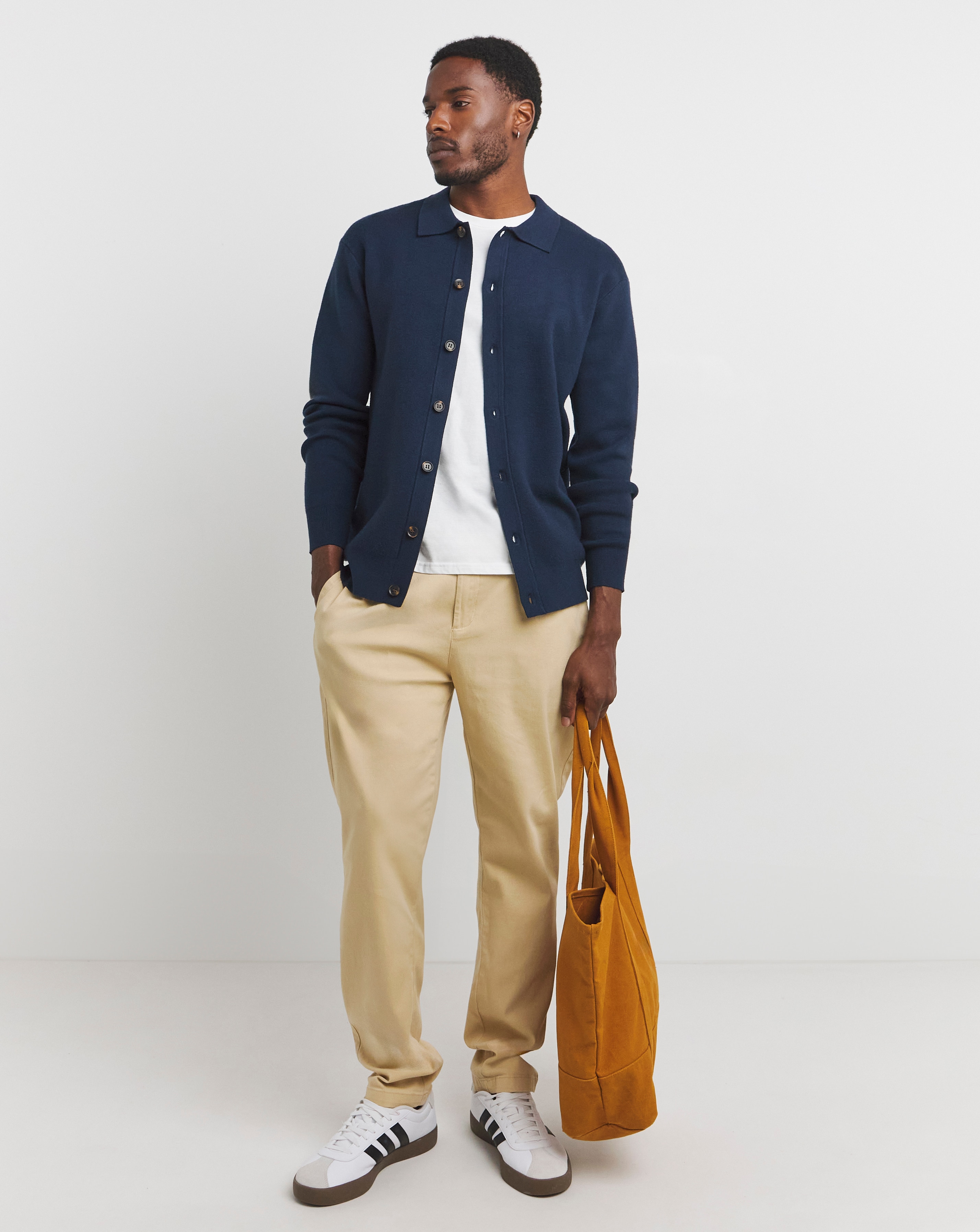 Navy Soft Touch Collared Cardigan | JD Williams