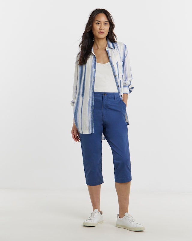 Cotton Cropped Trouser with Stretch