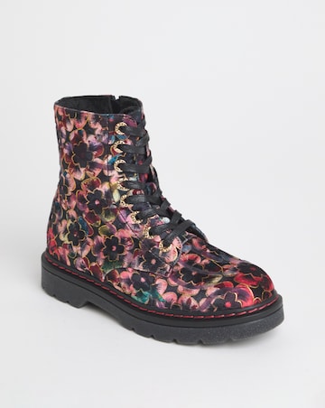 Heavenly Feet Justina Lace Up Chunky Boot Wide Fit