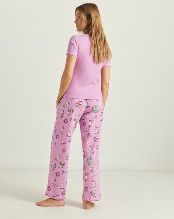 Simply Be (2 Pack) Cotton Ribbed Top Howdy Holidays Pyjama Sets Multi