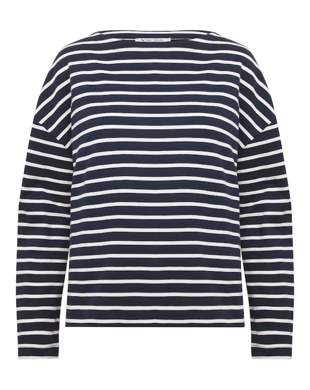 Anthology Navy & White Cotton Modal Long Sleeve Top