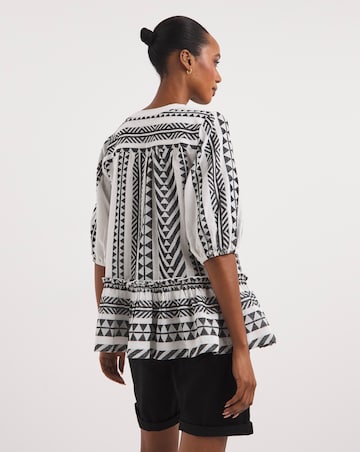 V Neck Embroidered Top