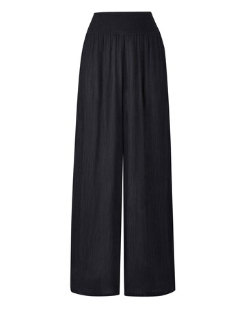 Crinkled Shirred Waist Wide Trousers Regular