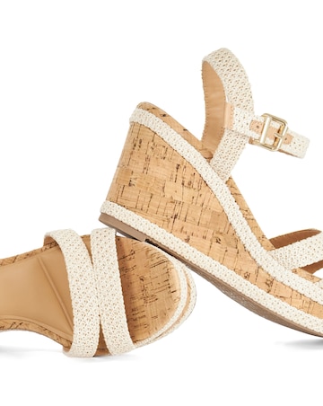 Dune Kipling Ecru Wedge Sandals - Wide Fit (E)
