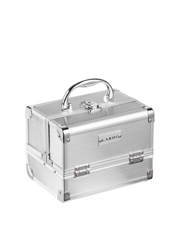LaRoc Small Aluminium Makeup Case with Mirror - Silver