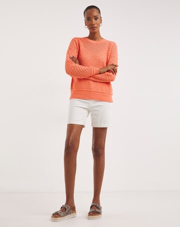 Coral Crochet Scallop Hem Jumper