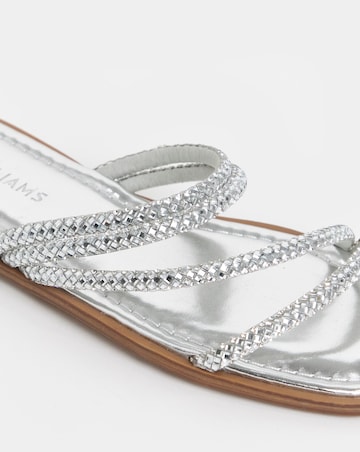 Daffodil Sparkly Asymmetric Flat Mule Sandals - Extra Wide Fit (EEE)