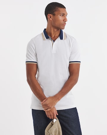 Tipped Pique Polo Shirt Long- White