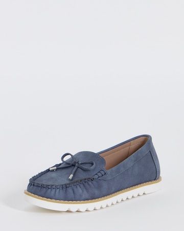 Cushion Walk Bow Detail Moccasin Flats - Wide Fit (E)