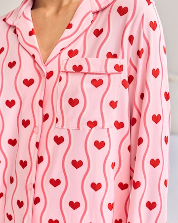 Chelsea Peers Classic Button Up Pyjama Set Heart Print