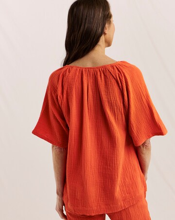 Julipa Short Sleeve Cotton Double Cloth Top