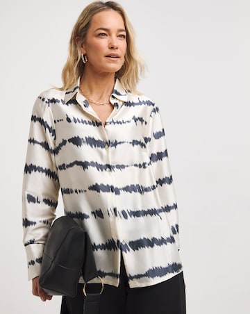 Ivory Abstract Stripe Satin Shirt