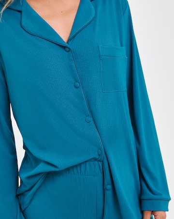 Pretty Secrets Supersoft Ribbed Button Through Pyjama Set