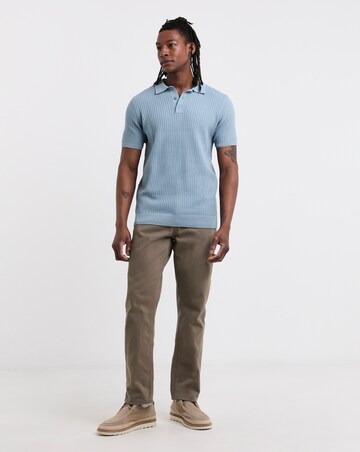Blue Textured Knitted Polo