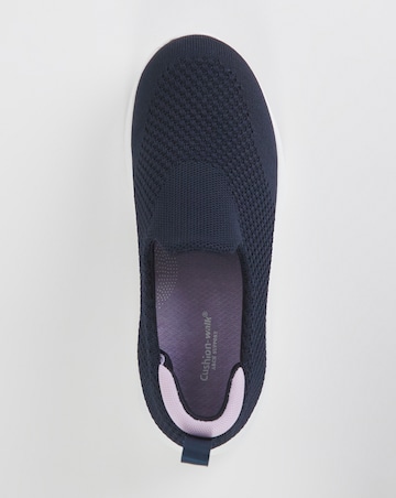 Cushion Walk Navy Arch Support Slip On Trainers -Wide Fit (E)